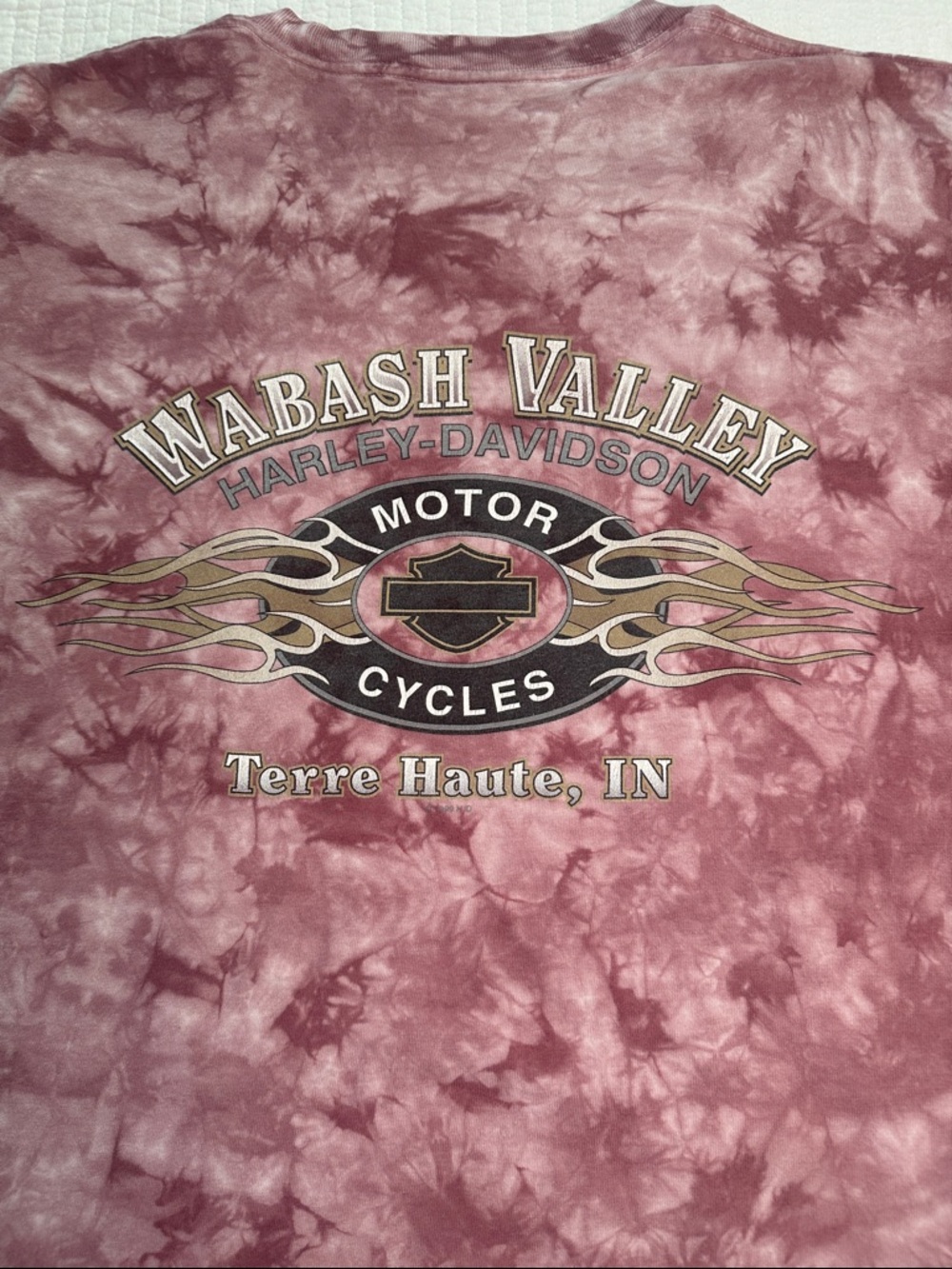 Vintage Harley-Davidson Burgundy Tie-Dye Flame Wabash Valley Short Sleeve Tee